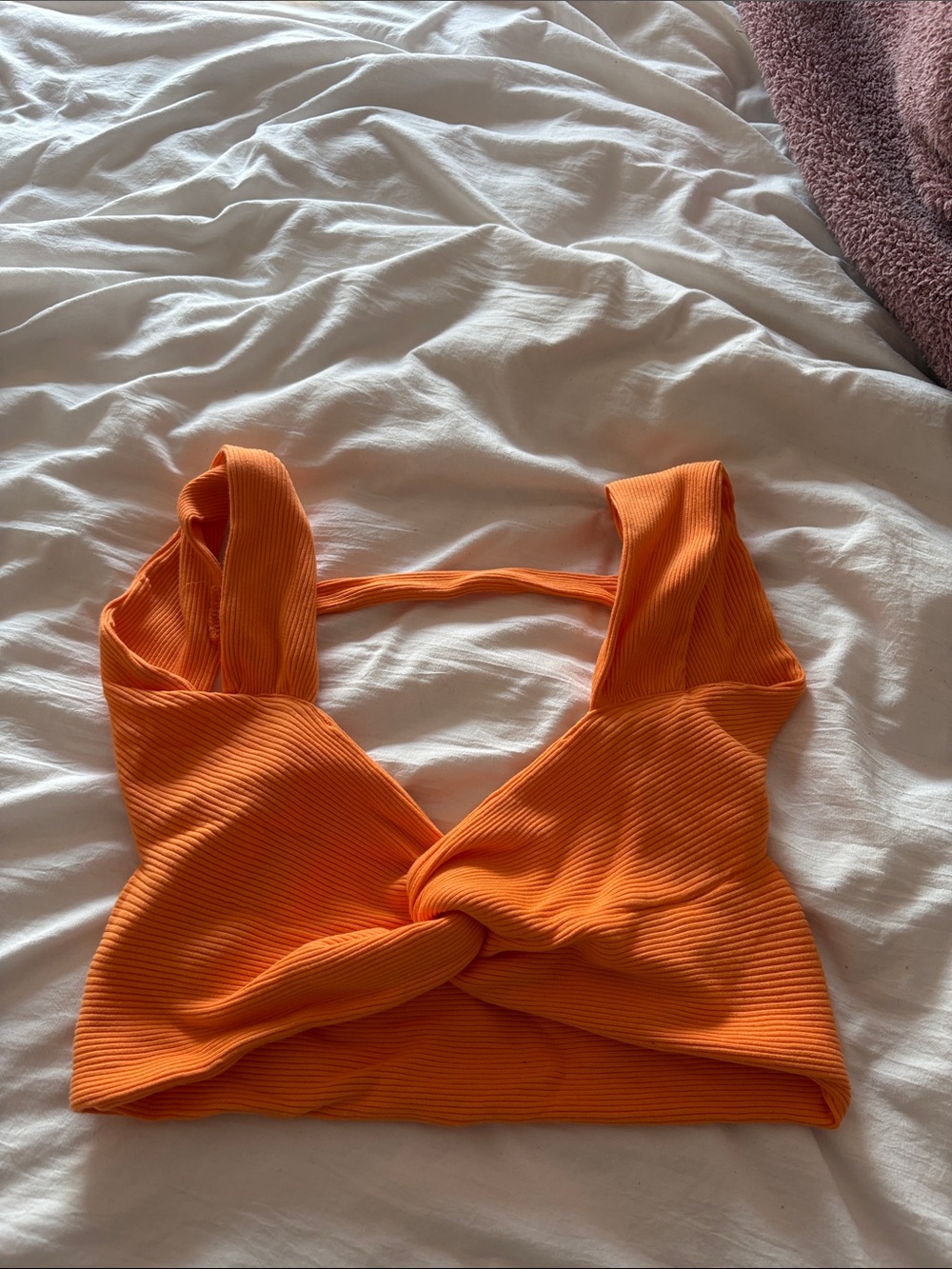 Orange Knot Front Crop Top - Women